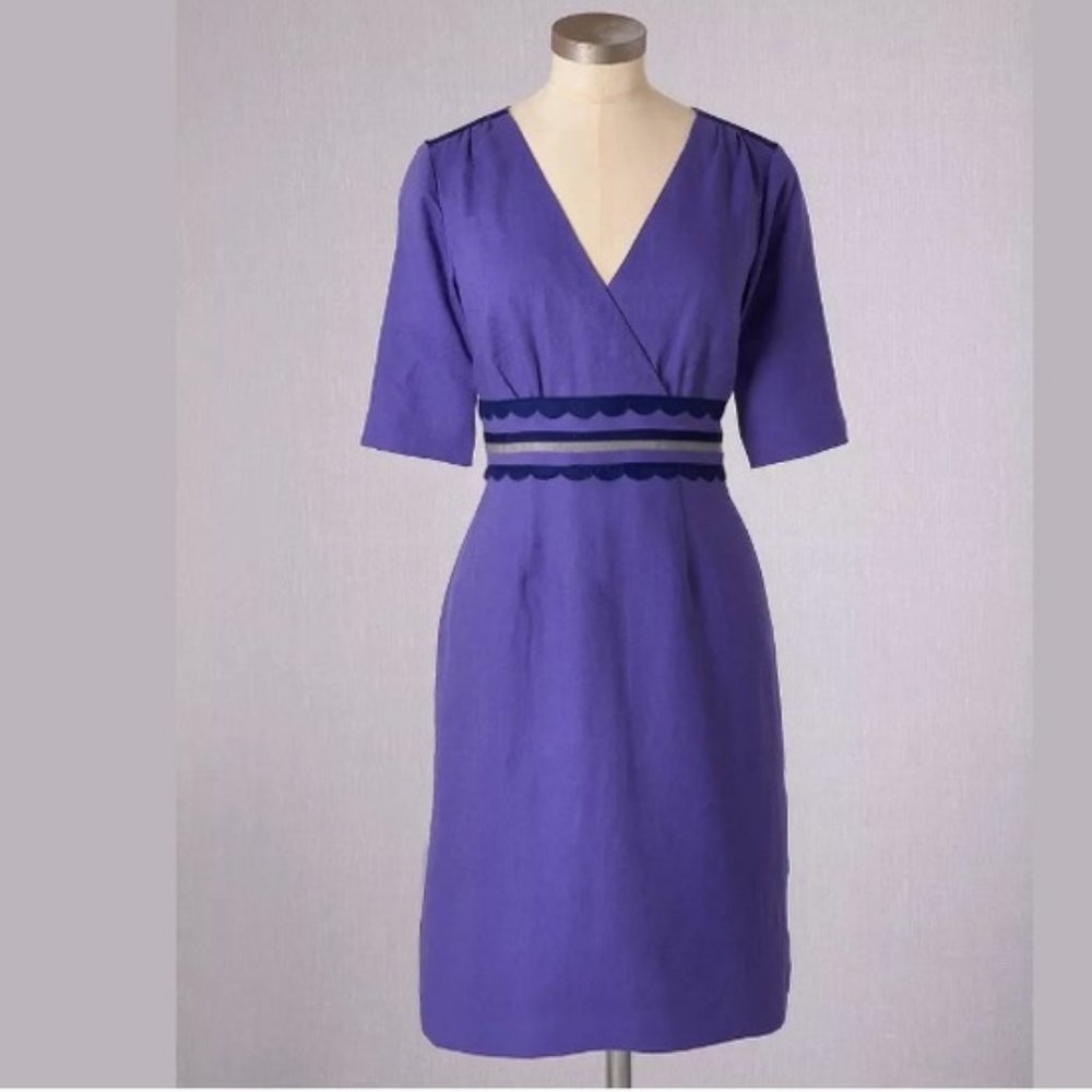 Boden: linen Scallop Trim Dress", size 8